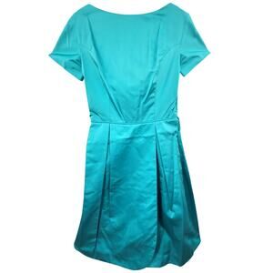Vintage 50s 60s Satin Blue‎ Boatneck Cocktail Dress Elegant Timeless Style